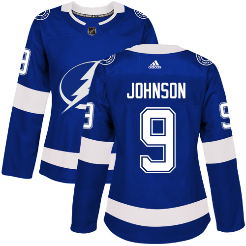 Adidas Lightning #9 Tyler Johnson Blue Home Authentic Women's Stitched NHL Jersey - Click Image to Close